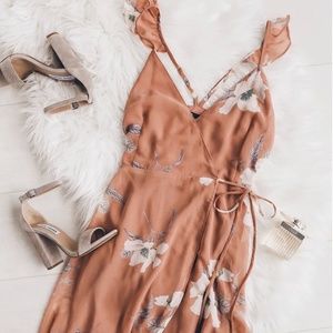 Lulu's Floral Print High-Low Wrap Dress NWT